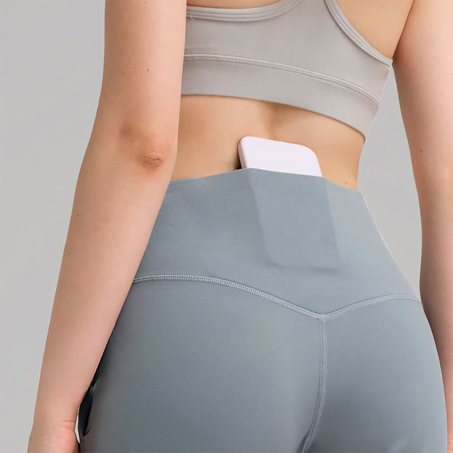 Pantalon de yoga et fitness pour femme Olivenorma, taille haute, jambes larges, avec poches - image 2