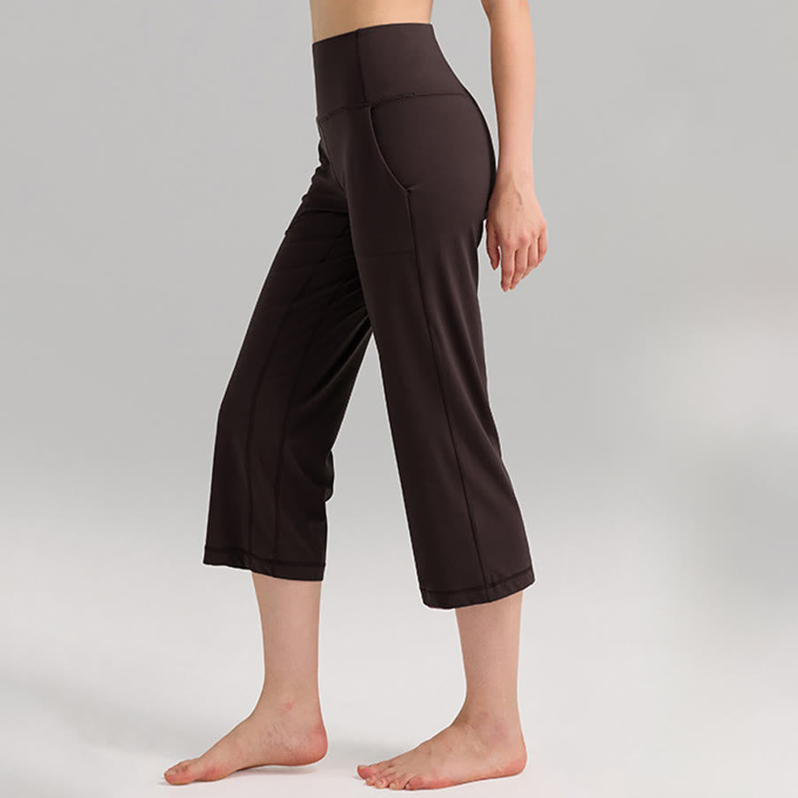 Pantalon de yoga et fitness pour femme Olivenorma, taille haute, jambes larges, avec poches - image 4