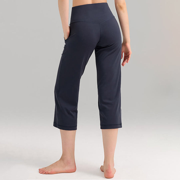 Pantalon de yoga et fitness pour femme Olivenorma, taille haute, jambes larges, avec poches - image 7
