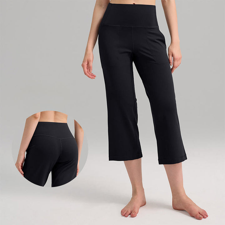 Pantalon de yoga et fitness pour femme Olivenorma, taille haute, jambes larges, avec poches - Noir - XL - image 11