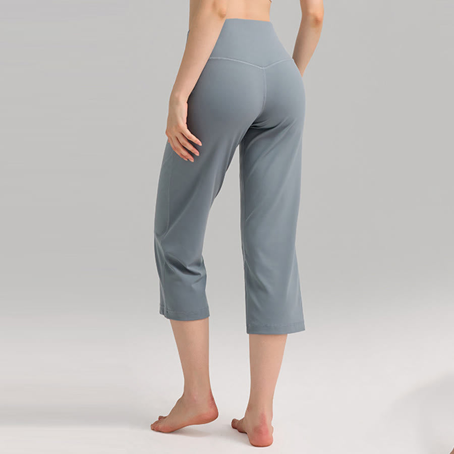 Pantalon de yoga et fitness pour femme Olivenorma, taille haute, jambes larges, avec poches - image 1