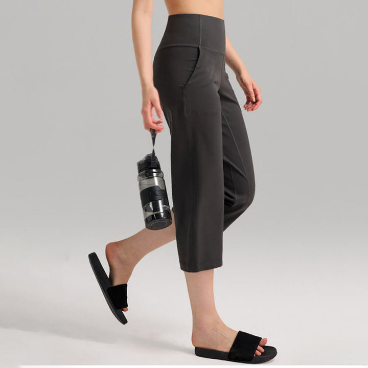 Pantalon de yoga et fitness pour femme Olivenorma, taille haute, jambes larges, avec poches - image 9