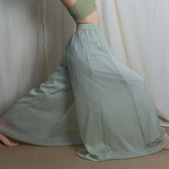 Pantalon de danse et de yoga pour femme Olivenorma, taille haute élastique, fluide, en mousseline, jambes larges. - image 2