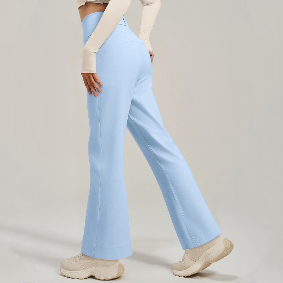 Pantalon de yoga Olivenorma pour femme, taille haute croisée, jambes larges et drapé ample - image 1