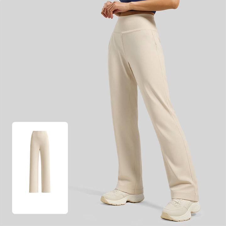 Pantalon de yoga Olivenorma pour femme, taille haute croisée, jambes larges et drapé ample - Blanc diamant - XL - image 5