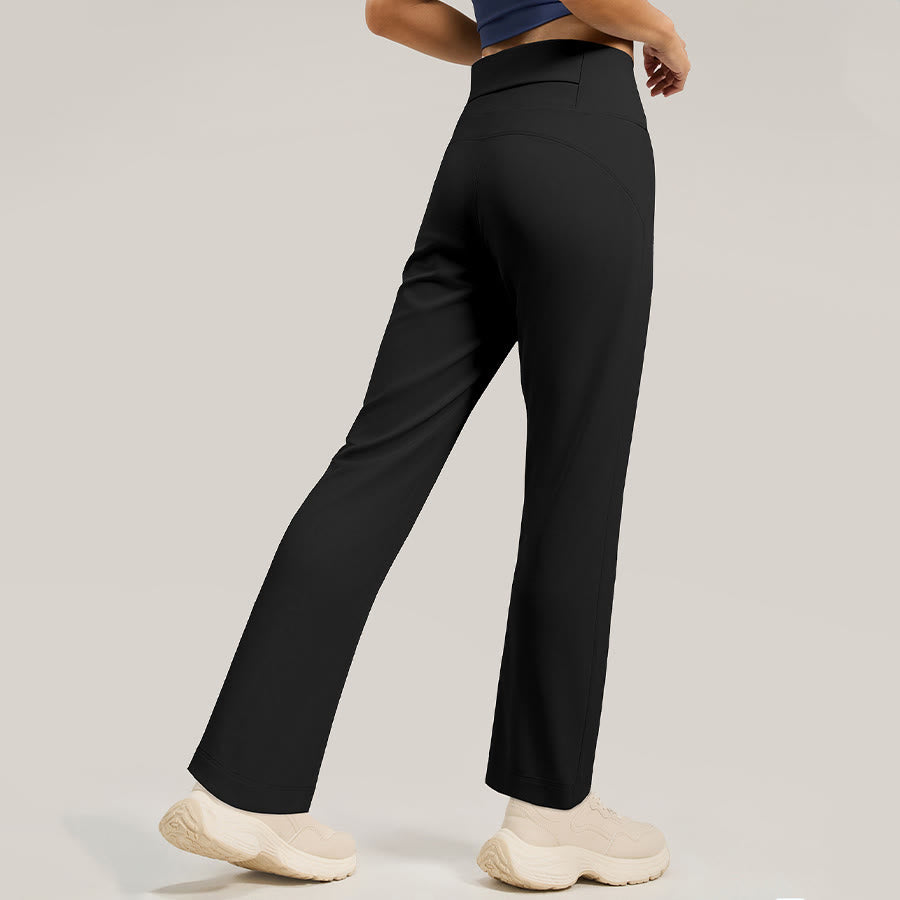 Pantalon de yoga Olivenorma pour femme, taille haute croisée, jambes larges et drapé ample - image 4