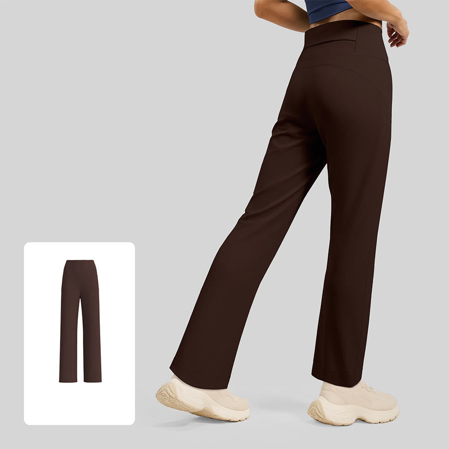 Pantalon de yoga Olivenorma pour femme, taille haute croisée, jambes larges et drapé ample - Café distillé - XL - image 2