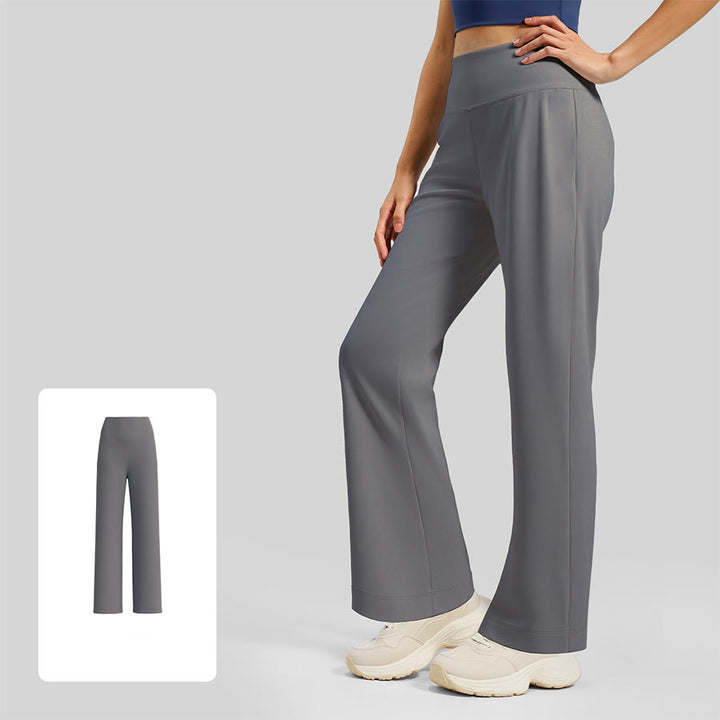 Pantalon de yoga Olivenorma pour femme, taille haute croisée, jambes larges et drapé ample - Gris Rocher de Mer - XL - image 8