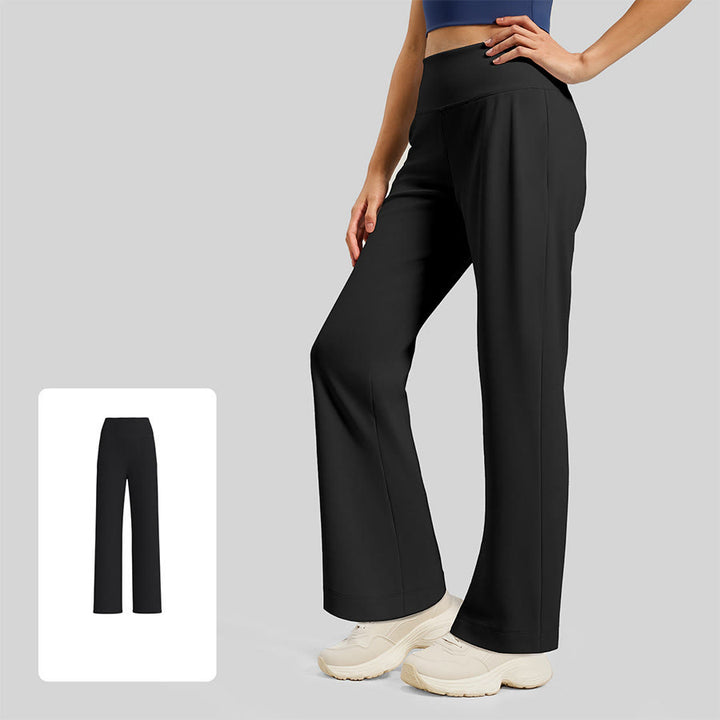 Pantalon de yoga Olivenorma pour femme, taille haute croisée, jambes larges et drapé ample - Noir étoilé - XL - image 3