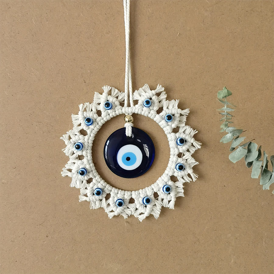 Couronne de macramé Olivenorma faite main, ornement mural œil maléfique - image 4