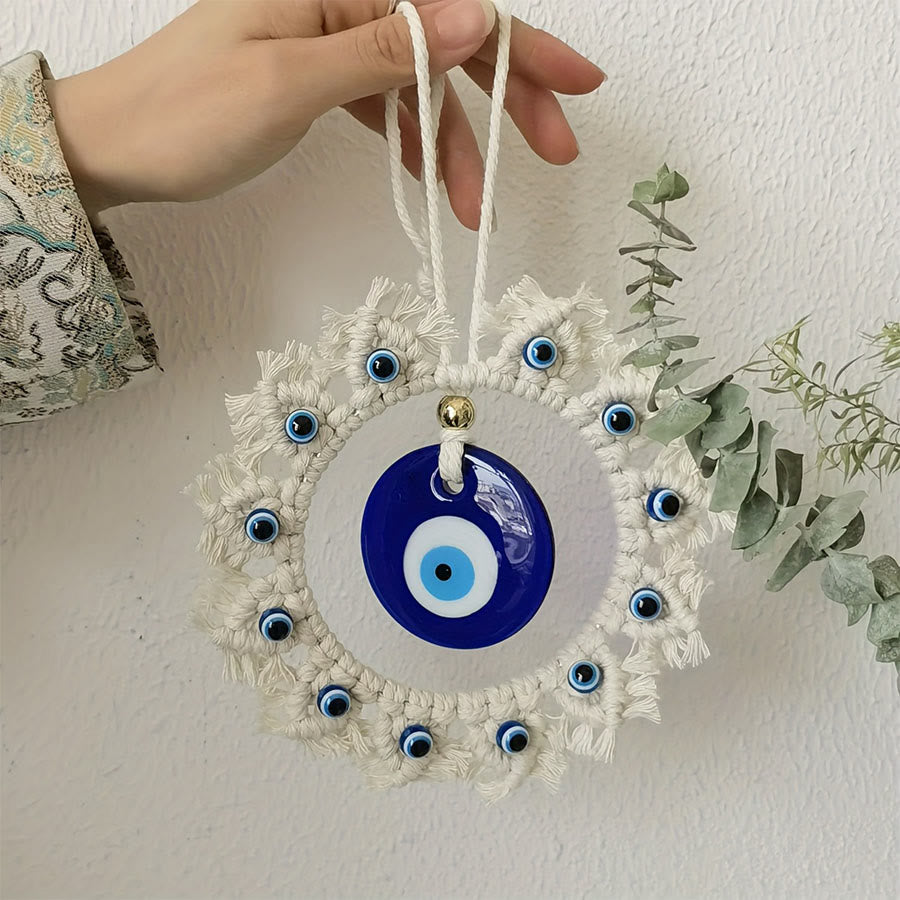Couronne de macramé Olivenorma faite main, ornement mural œil maléfique - image 2