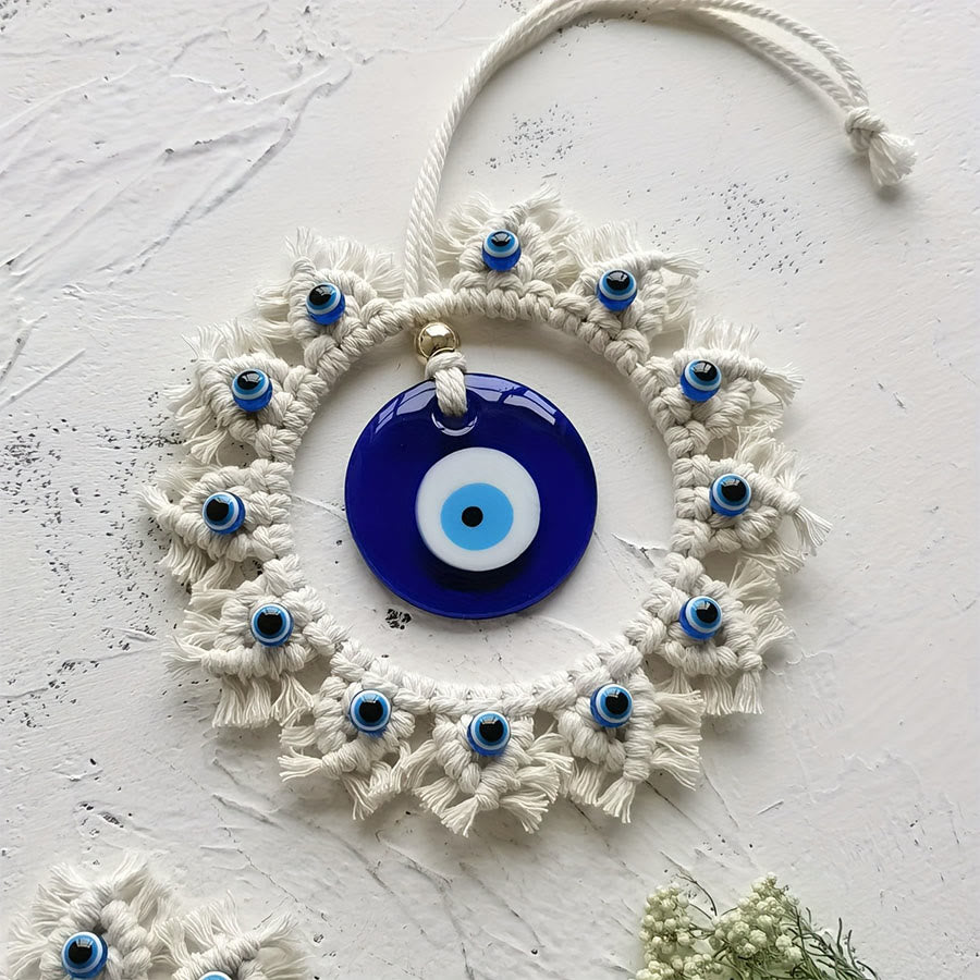 Couronne de macramé Olivenorma faite main, ornement mural œil maléfique - image 5
