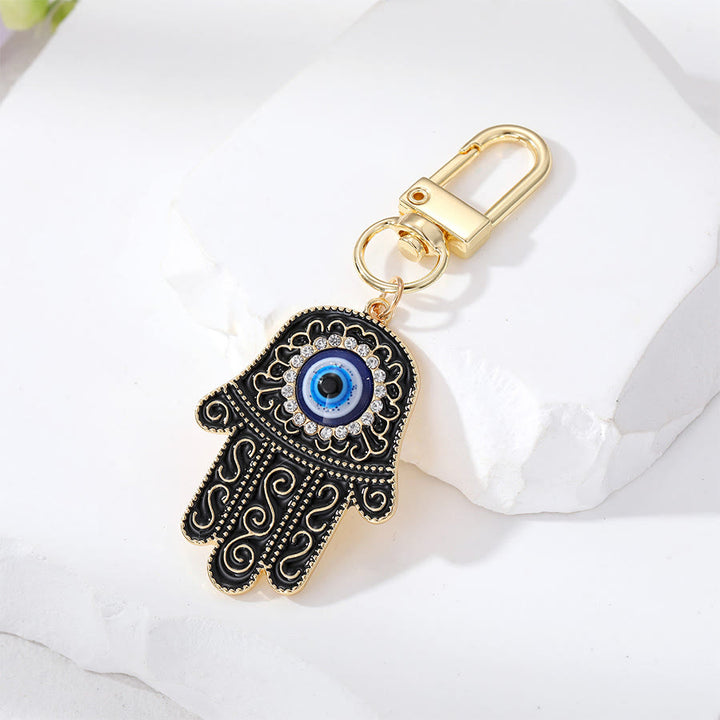 Ornement pendentif clé Hamsa œil maléfique incrusté de strass Olivenorma - Noir - image 7