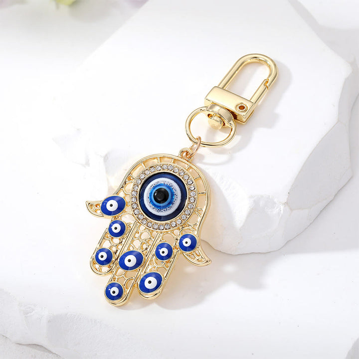 Ornement pendentif clé Hamsa œil maléfique incrusté de strass Olivenorma - Or - image 10