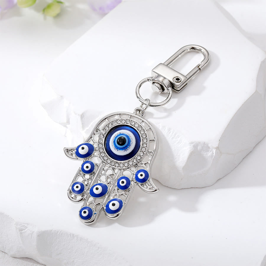 Ornement pendentif clé Hamsa œil maléfique incrusté de strass Olivenorma - Argent - image 9
