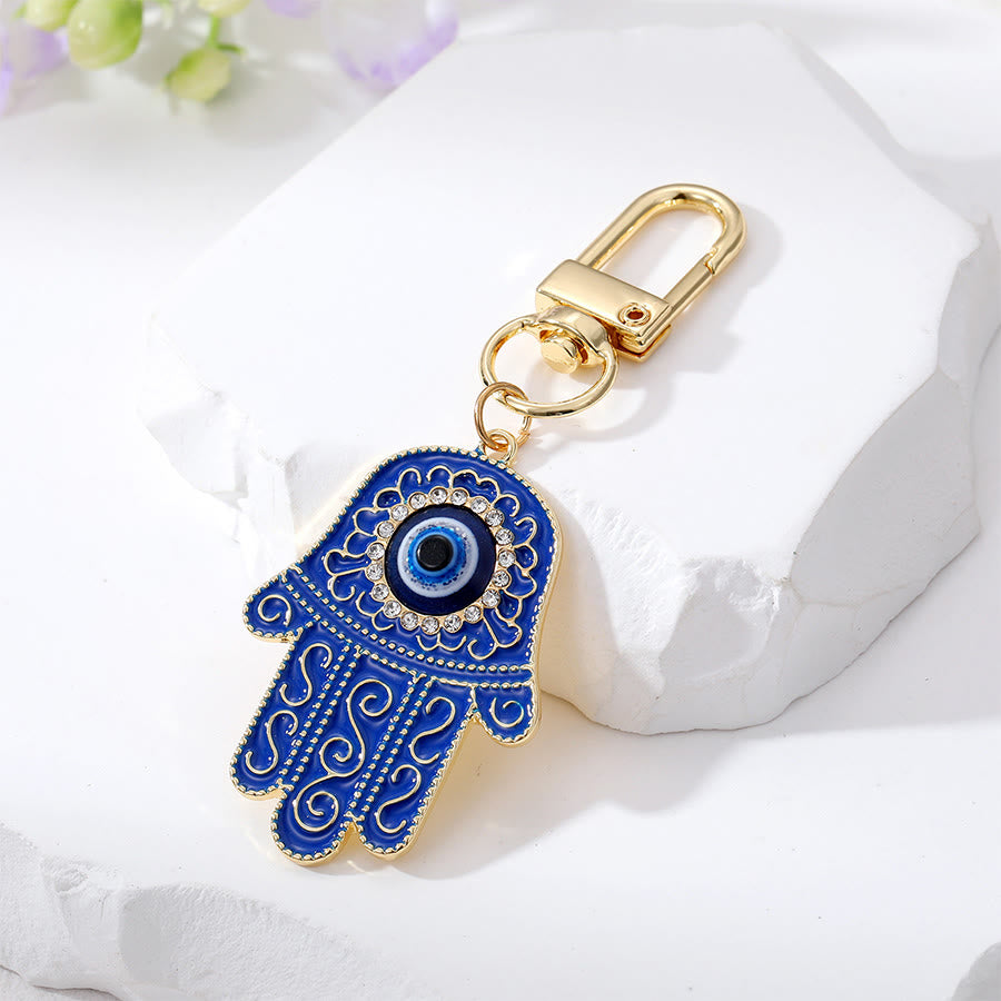 Ornement pendentif clé Hamsa œil maléfique incrusté de strass Olivenorma - Bleu - image 8