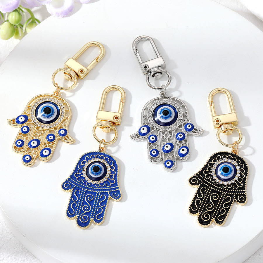 Ornement pendentif clé Hamsa œil maléfique incrusté de strass Olivenorma - image 0