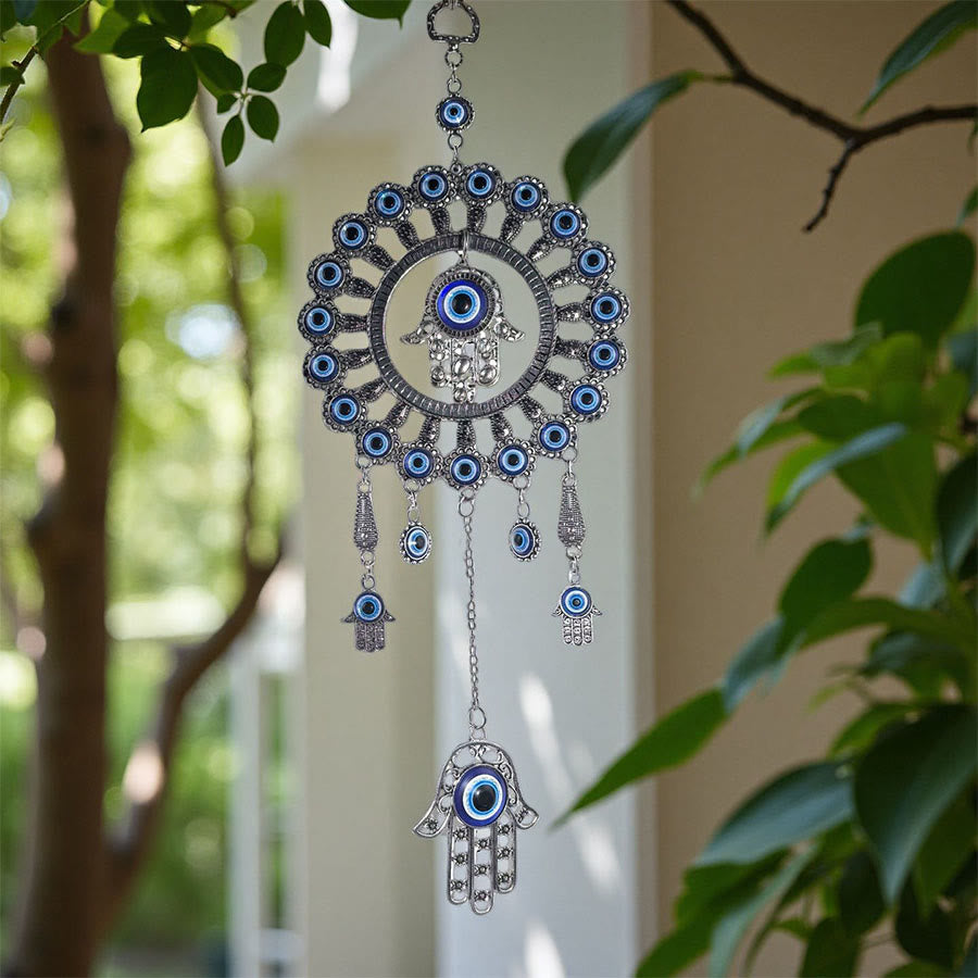 Ornement décoratif Olivenorma Bohème Multi Œil Maléfique Main Hamsa Bénédiction Décoration d'intérieur - Palmier tournesol - image 0