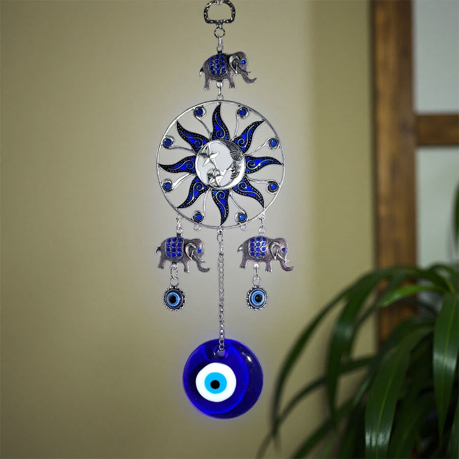 Ornement décoratif Olivenorma Bohème Multi Œil Maléfique Main Hamsa Bénédiction Décoration d'intérieur - Éléphant solaire - image 2