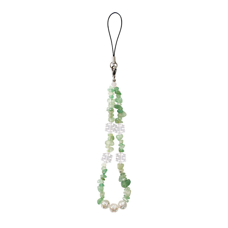 Chaîne de téléphone amovible Olivenorma avec délicates perles et accent flocon de neige - Aventurine verte - image 4