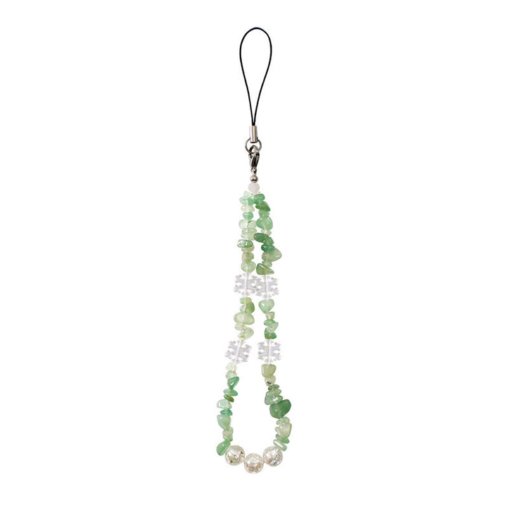 Chaîne de téléphone amovible Olivenorma avec délicates perles et accent flocon de neige - Aventurine verte - image 4