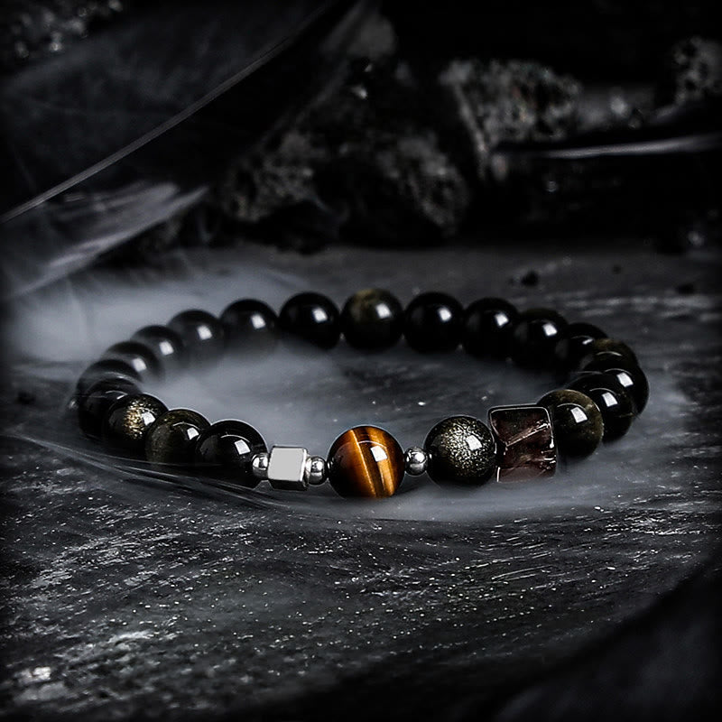 Bracelet de protection Olivenorma en obsidienne dorée et en obsidienne pour la mise à la terre - image 1