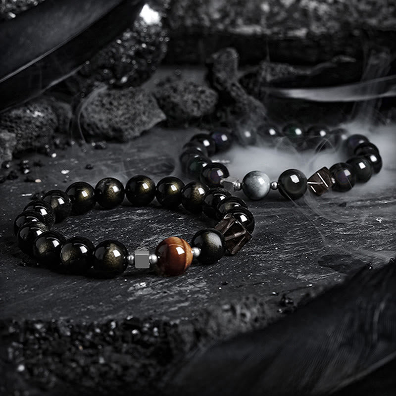Bracelet de protection Olivenorma en obsidienne dorée et en obsidienne pour la mise à la terre - image 6