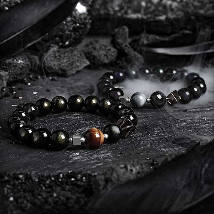 Bracelet de protection Olivenorma en obsidienne dorée et en obsidienne pour la mise à la terre - image 6