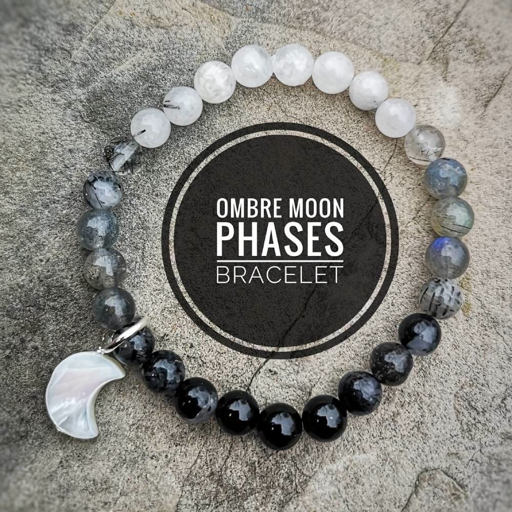 Bracelet de perles Olivenorma en cristal clair, obsidienne, labradorite et pierre de lune noire - Lune - image 0