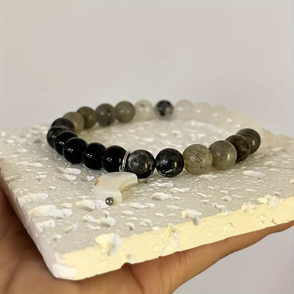Bracelet de perles Olivenorma en cristal clair, obsidienne, labradorite et pierre de lune noire - image 5