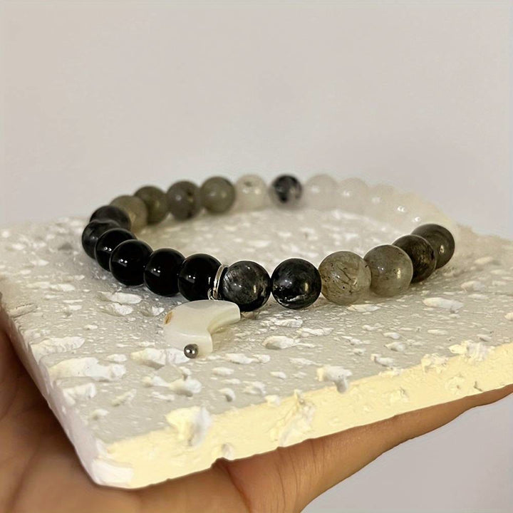 Bracelet de perles Olivenorma en cristal clair, obsidienne, labradorite et pierre de lune noire - image 5