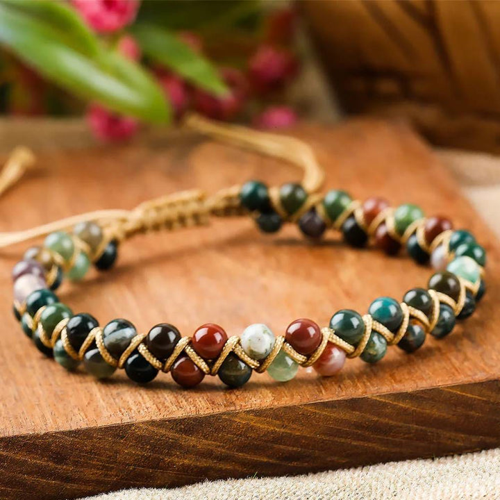 Bracelet Olivenorma œil de tigre à double rangée de perles tressées ajustables - Agate - image 8