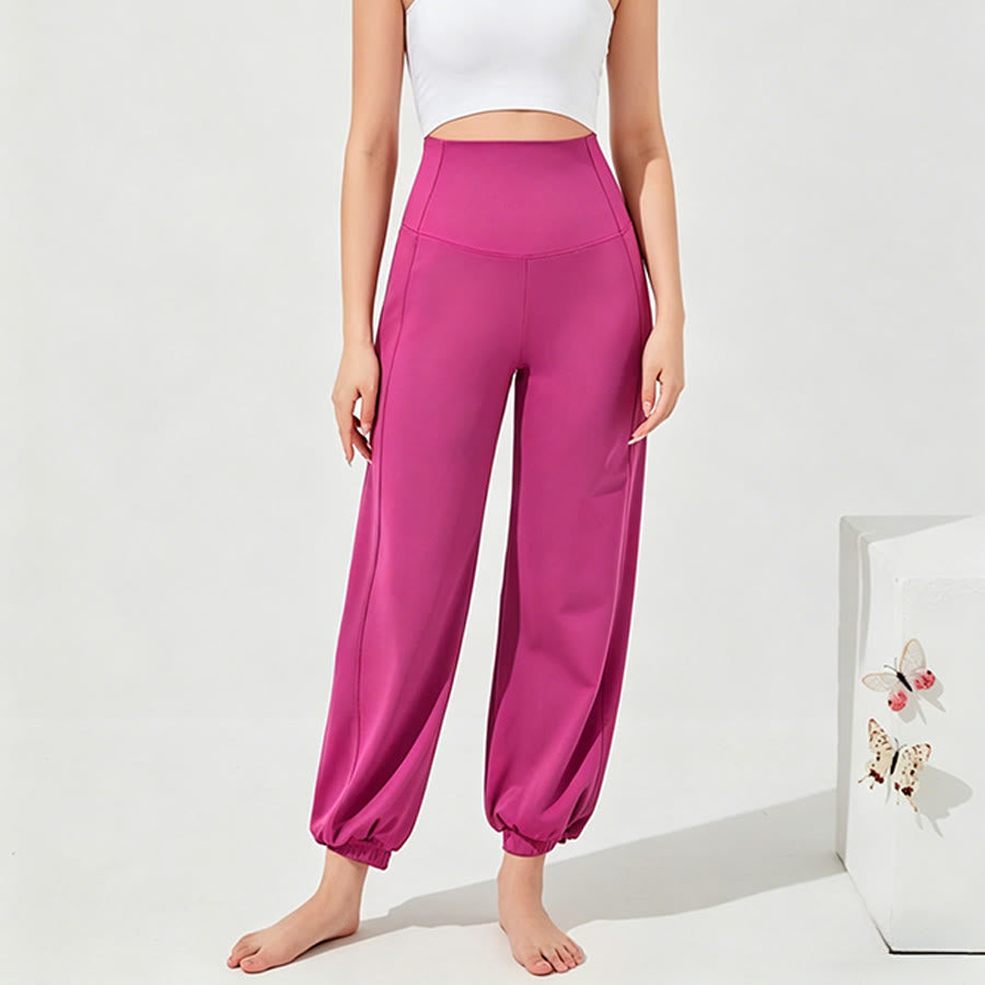 Pantalon de yoga ample Olivenorma taille haute longueur cheville style harem pour femme - Rose rose - XL - image 16