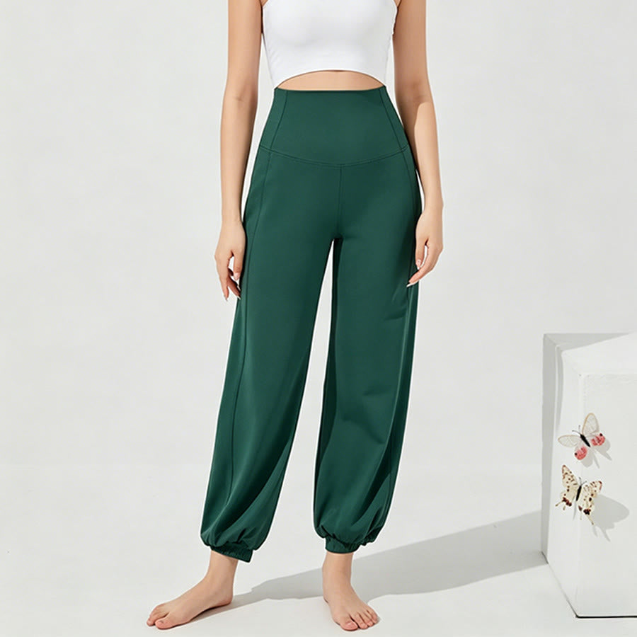Pantalon de yoga ample Olivenorma taille haute longueur cheville style harem pour femme - Vert gazon - XL - image 15