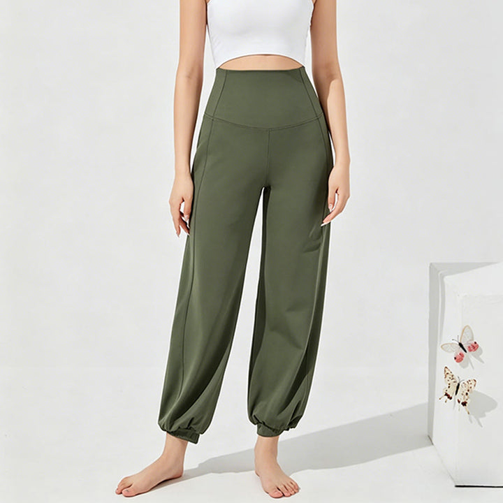 Pantalon de yoga ample Olivenorma taille haute longueur cheville style harem pour femme - Vert armée - XL - image 14