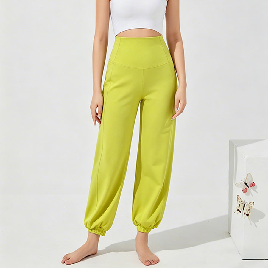 Pantalon de yoga ample Olivenorma taille haute longueur cheville style harem pour femme - Jaune - XL - image 11
