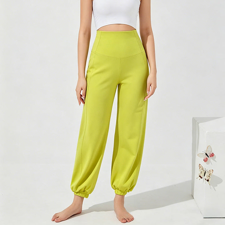 Pantalon de yoga ample Olivenorma taille haute longueur cheville style harem pour femme - Jaune - XL - image 11