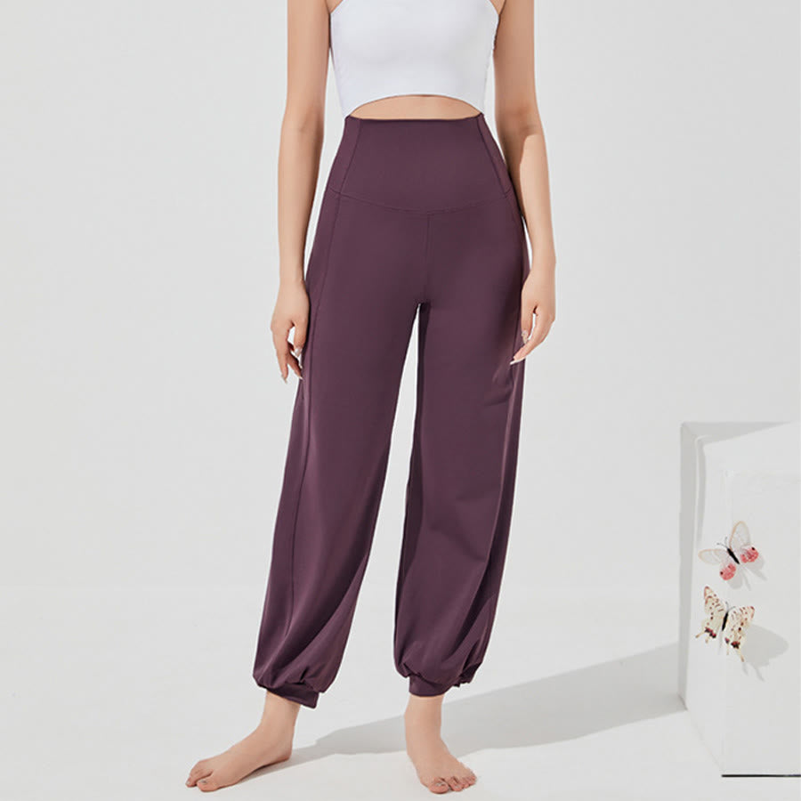 Pantalon de yoga ample Olivenorma taille haute longueur cheville style harem pour femme - Pourpre-rouge - XL - image 0