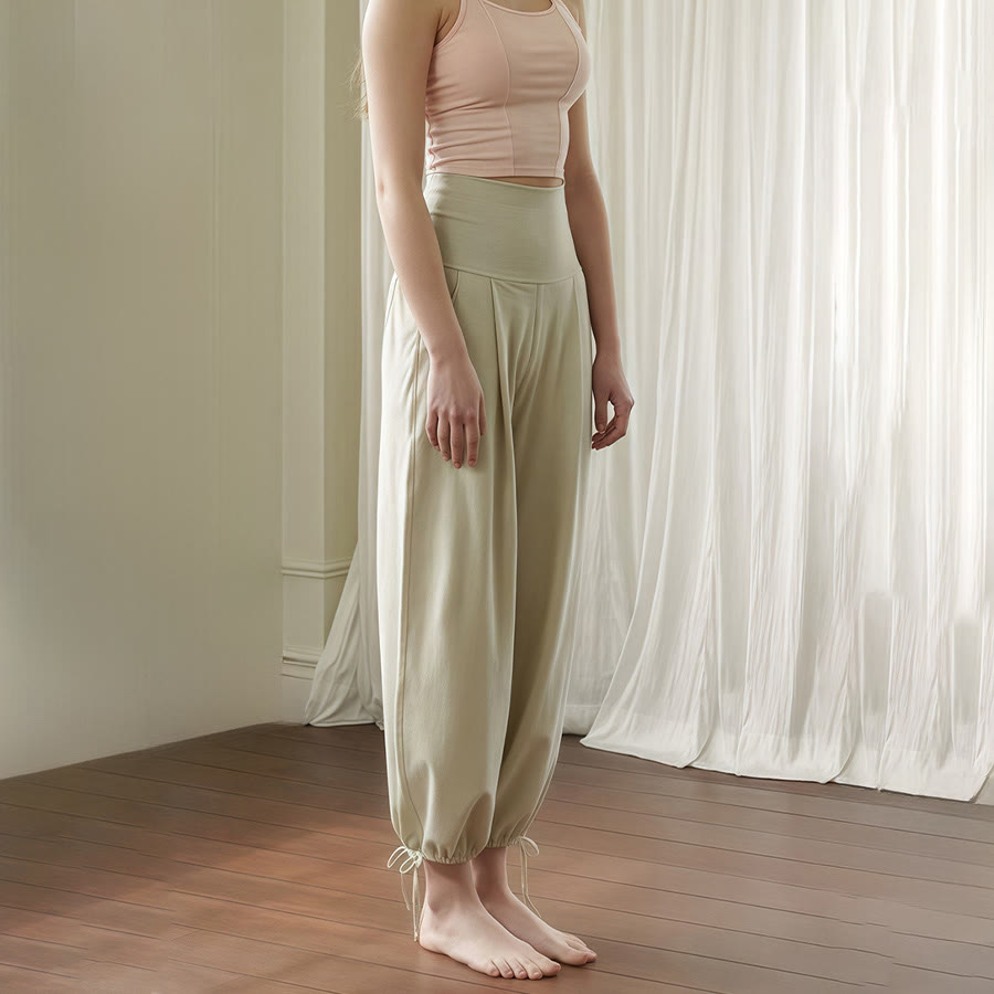 Pantalon de yoga harem Olivenorma taille haute plissé à cordon de serrage à la cheville pour femme - image 6