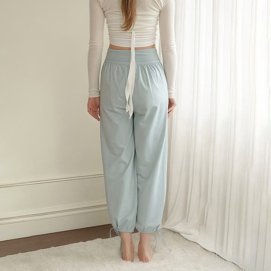 Pantalon de yoga harem Olivenorma taille haute plissé à cordon de serrage à la cheville pour femme - image 2