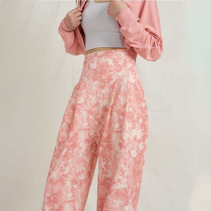 Pantalon de yoga décontracté Olivenorma taille haute plissé à revers pour femme - image 6