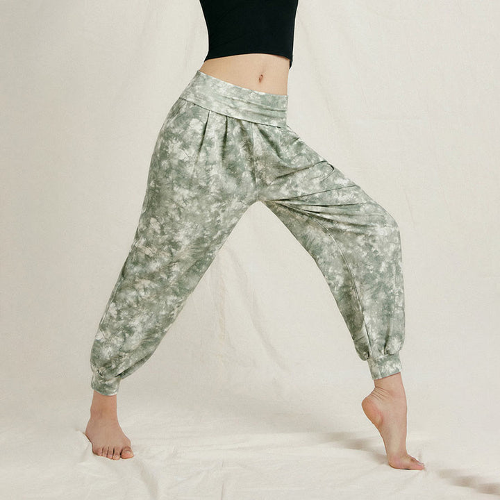 Pantalon de yoga décontracté Olivenorma taille haute plissé à revers pour femme - image 2