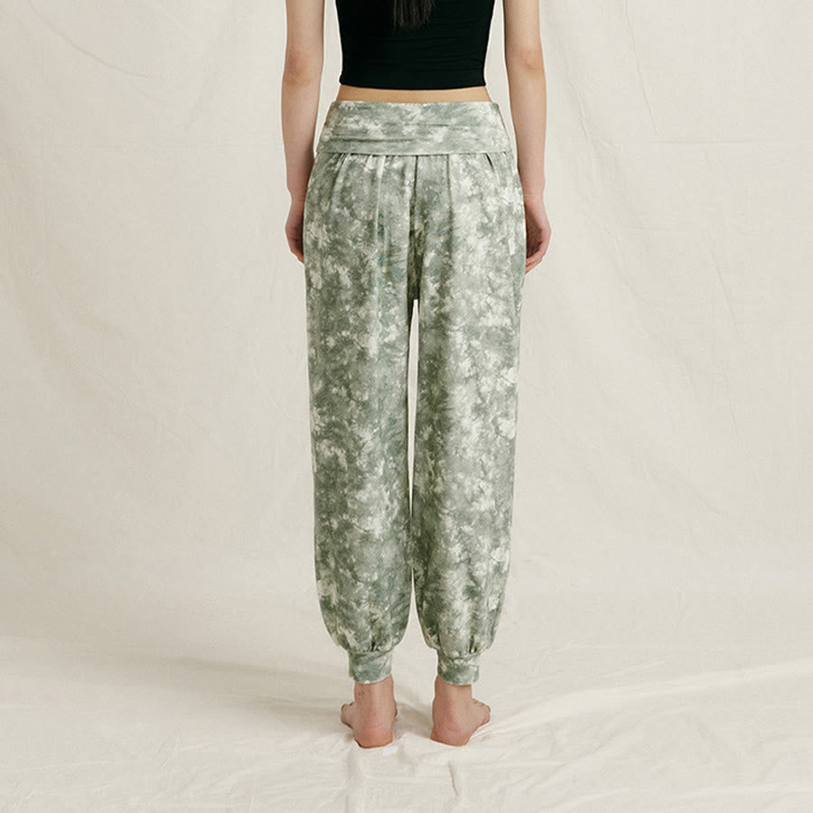Pantalon de yoga décontracté Olivenorma taille haute plissé à revers pour femme - image 4