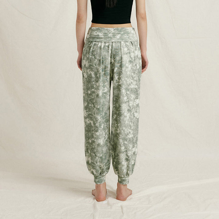 Pantalon de yoga décontracté Olivenorma taille haute plissé à revers pour femme - image 4