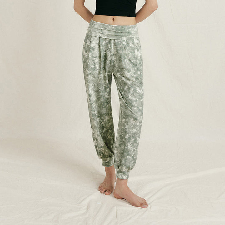 Pantalon de yoga décontracté Olivenorma taille haute plissé à revers pour femme - image 3