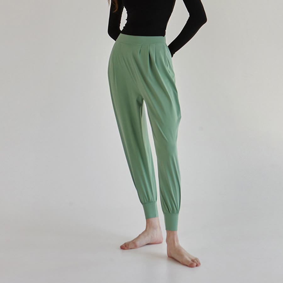 Pantalon de jogging ample plissé à taille ultra haute Olivenorma pour femme, style harem, idéal pour le yoga. - image 25