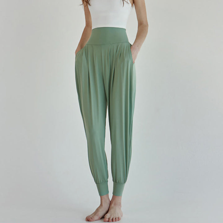 Pantalon de jogging ample plissé à taille ultra haute Olivenorma pour femme, style harem, idéal pour le yoga. - image 24