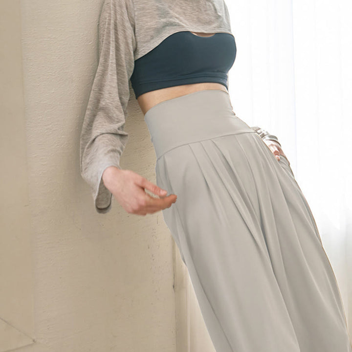 Pantalon de jogging ample plissé à taille ultra haute Olivenorma pour femme, style harem, idéal pour le yoga. - image 4