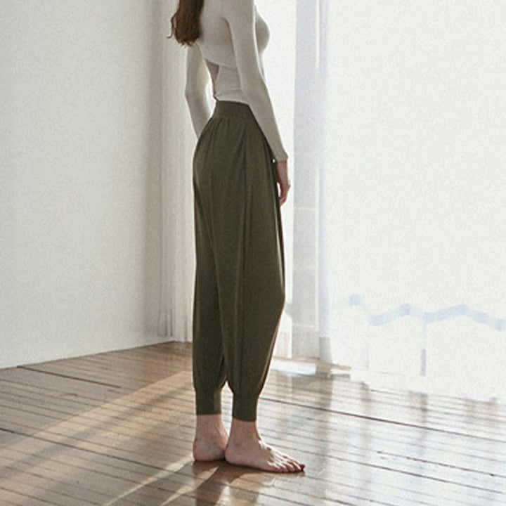 Pantalon de jogging ample plissé à taille ultra haute Olivenorma pour femme, style harem, idéal pour le yoga. - image 19