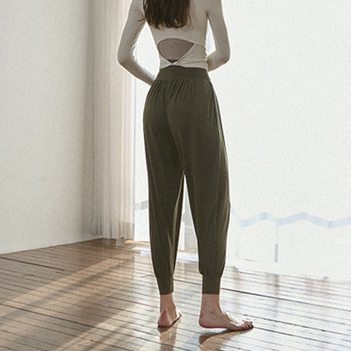 Pantalon de jogging ample plissé à taille ultra haute Olivenorma pour femme, style harem, idéal pour le yoga. - image 20